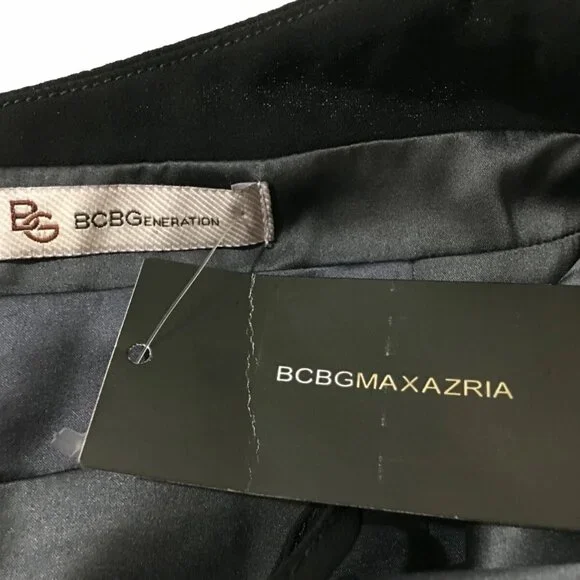 BCBGeneration Full Skirt Bustier Dress Black Smoke Satin Fit Flare Pockets XS l - Picture 7 of 8